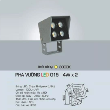 AFC - 015 4W x 2: Đèn pha vuông 4Wx2 - Ánh sáng vàng 3200K