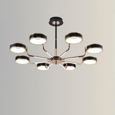 35 - TTK155T8: Đèn chùm LED thân Đen 8 tay - KT: Ø750mm - Đèn LED 120W đổi 3 màu