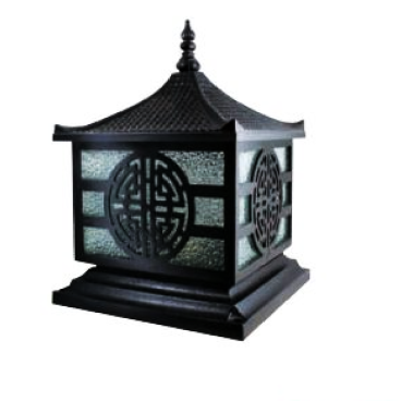 HF - 015C: Đèn gắn đầu trụ mái ngói đúc - KT: 350mm x 350mm x H400mm - Bóng đèn E27 x 1