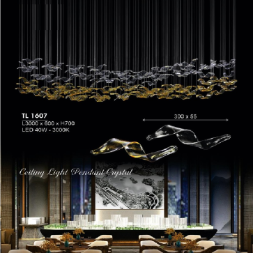 HF - TL 1607: Đèn thả  - KT: L3000mmx W600mm  x H700mm - Đèn LED 40W ánh sáng vàng 3000K