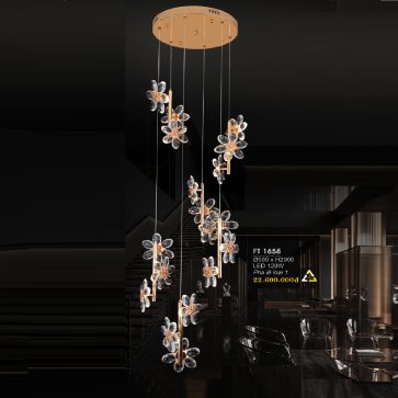 FT 1658: Đèn thả Phale LED  - KT: Ø500mm + H2000mm - Đèn LED 120W đổi 3 màu