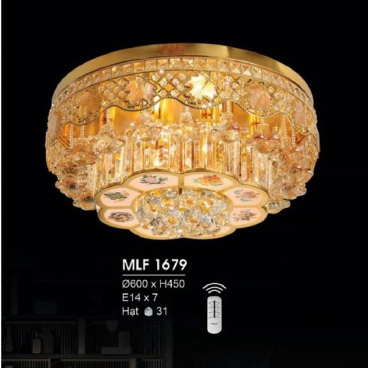 H -  MLF 1679: Đèn áp trần Phale, 31 Hạt Phale  - KT: Ø600mm x H450mm - Đèn chân E14 x 7 bóng - Remote