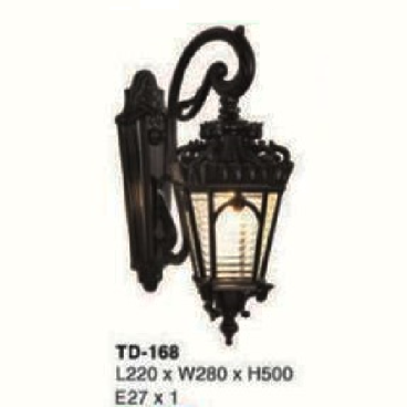 E - TD - 168: Đèn gắn tường ngoài trời - KT: L220mm x W280mm x H500mm - Đèn E27 x 1 bóng