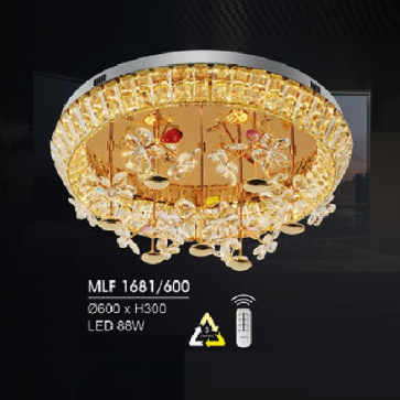 H - MFL 1681/600: Đèn áp trần Phale LED - KT: Ø600mm x H300mm - Đèn LED 88W đổi 3 màu