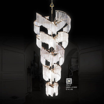 TPL17: Đèn thả Phale - KT: Ø800mm x H1800mm - Bóng đèn E14 x 68 bóng