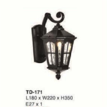 E - TD - 171: Đèn gắn tường ngoài trời - KT: L180mm x W220mm x H350mm - Đèn E27 x 1 bóng