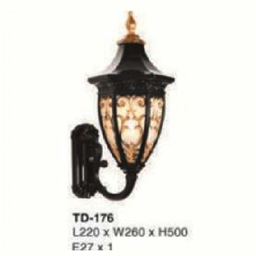 E - TD - 176: Đèn gắn tường ngoài trời - KT: L220mm x W260mm x H500mm - Đèn E27 x 1 bóng