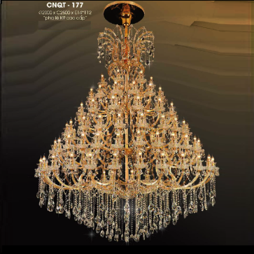 CNQT - 177: Đèn chùm nến Phale K9 112 tay - KT: Ø2000mm x  H2500mm - Bóng nến chân E14 x 112 bóng