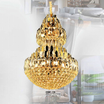 CNQT-178: Đèn chùm Phale K9 cao cấp - KT: Ø800mm x H1100mm - Bóng chân E14 x 39 bóng