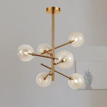 TTK17T6 XI VÀNG: Đèn thả 6 bóng chao quả bi - KT: Ø700mm x H700mm - Bóng đèn LED G4 x 6 bóng