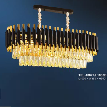 AN - TPL - 18077/L1000BK: Đèn thả ngang Phale - KT: L1000mm x W350mm x H350mm - Đèn chân E14 x 15 bóng