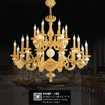 CNQT - 182: Đèn chùm nến 15 tay - KT: Ø1000mm x H1100mm - Bóng đèn nến chân E14 x 15 bóng