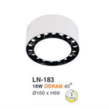 LN - 183: Đèn lon LED 18W gắn nổi, ánh sáng đổi 3 màu (vàng - trung tính - trắng)