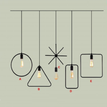 TCF19: Đèn thả đơn ( Chọ mẫu A/B/C/D/E) - KT: Ø250mm - Bóng đèn E27 x 1