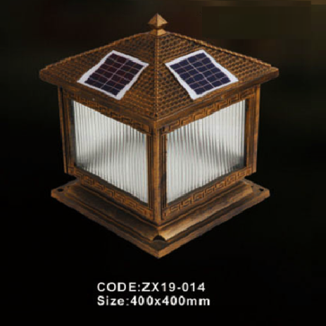 CODE: ZX19 - 014: Đèn gắn đầu trụ NLMT - KT: 400mm x H400mm - Đèn LED