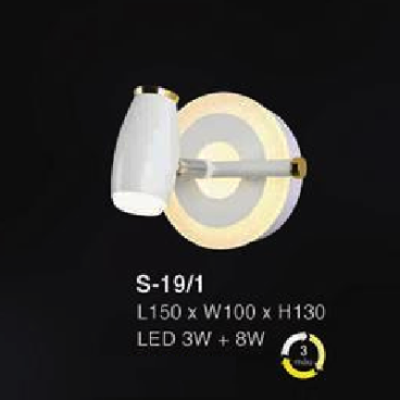 EU - S - 19/1: Đèn rọi tranh/gương - KT: L150mm x W100mm x H130mm - Đèn LED 3W +8 ánh sáng đổi 3 màu