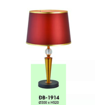 HF - ĐB - 1914: Đèn bàn/đèn đầu giường chóa đỏ - KT: Ø300mm x H520mm - Bóng đèn E27 x 1 bóng