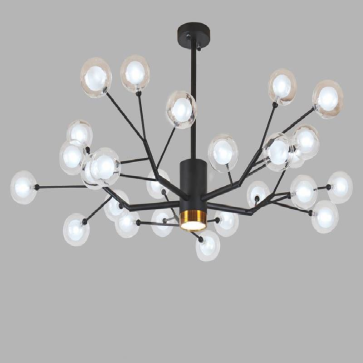 VE - T - 1920/25: Đèn chùm chao quản bi 25 bóng - KT: Ø1050mm x H700mm - Đèn LED G4 x 25 bóng