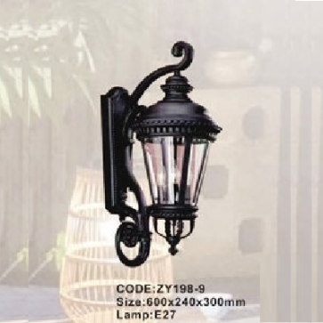 CODE: ZY198-9: Đèn gắn tường ngoài trời - KT: 600mm x 240mm x 300mm - Đèn E27 x 1 bóng