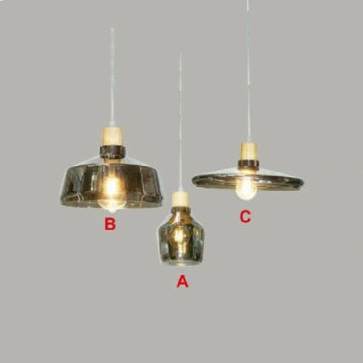 TT19T1: Đèn thả đơn chao thủy tinh ( mẫu C) - KT: Ø320mm x H130mm - Bóng đèn E27 x 1 bóng