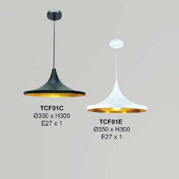 TCF01C: Đèn thả đơn - KT: Ø350mm x H300mm - Bóng đèn E27 x1 bóng
