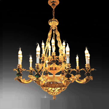 CNQT - 200: Chùm nến 15 tay  -  KT: Ø950mm x H1500mm  - Bóng đèn nến chân E14 x 15 bóng