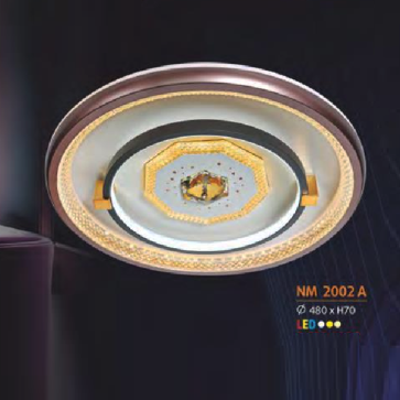 NC 2002A: Đèn áp trần LED Mica - KT: Ø480mm x H70mm - Đèn LED đổi 3 màu