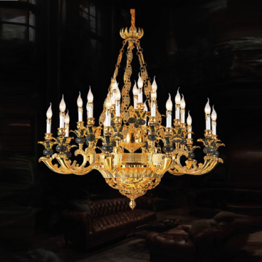 CNQT - 201: Đèn chùm nến 25 tay - KT: Ø1000mm x H1500mm - Bóng đèn nến chân E14 x 25 bóng