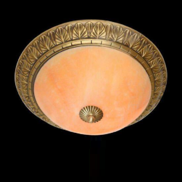 VE - MĐ - 201S: Đèn áp trần đồng chao đá - KT: Ø300mm - Bóng đèn E27 x 2 bóng