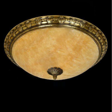 VE - MĐ - 203M: Đèn áp trần đồng chao đá - KT: Ø400mm - Bóng đèn E27 x 3 bóng