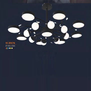 NC 204/16: Đèn chùm LED 16 tay - KT: Ø1100mm x H300mm - Đèn LED đổi 3 màu