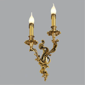 SN - VĐ  2046/2: Đèn vách đồng đôi, bóng đèn nến - KT: Ø240mm x H390mm - Đèn chân E14 x 2 bóng