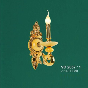 SN - VĐ 2057/1: Đèn gắn tường đồng - KT: Ø140mm x H380mm - Đèn E14 x 1 bóng