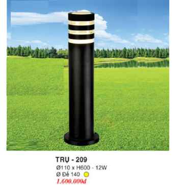 TRỤ - 209: Trụ đèn LED sân vườn 12W - Ánh sáng vàng