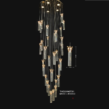 35 - THD2092T31: Đèn thả LED - KT: Ø650mm x H3000mm - Đèn LED ánh sáng vàng 3000K