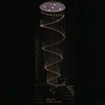 EU - CFL- 21: Đèn thả dây hạt Phale ( 68 hạt Phale K9) - KT: Ø500mm x H1500mm - Đèn LED GU10 5W x 5 bóng