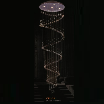 EU - CFL- 21: Đèn thả dây hạt Phale ( 68 hạt Phale K9) - KT: Ø500mm x H1500mm - Đèn LED GU10 5W x 5 bóng
