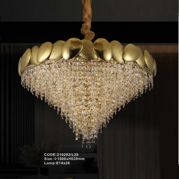 CODE: 210202/L28: Đèn thả Phale - KT: Ø1000mm x H620mm - Bóng đèn E14 x 28 bóng