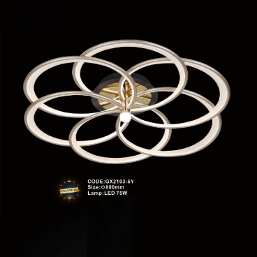 CODE: GX2103-6Y: Đèn áp trần LED - KT: Ø800mm - Đèn LED 75W ánh sáng đổi 3 màu