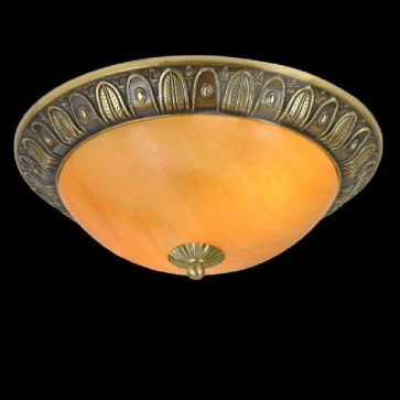 VE - MĐ - 218S: Đèn áp trần đồng chao đá - KT: Ø300mm - Bóng đèn E27 x 2 bóng