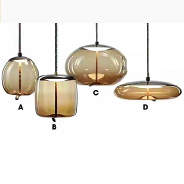 THCN 219 - 20/ A: Đèn thả đơn, chao thủy tinh màu Trà - KT: Ø120mm - Đèn LED