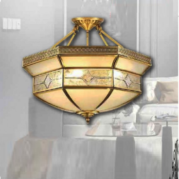 THD - 22 - 23: Đèn thả đồng - KT: W350mm x H350mm - Bóng đèn E27 x 4 bóng