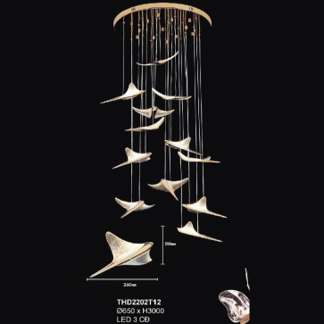 35 -  THD2202T12:  Đèn thả LED - KT: Ø650mm x H3000mm - Đèn LED đổi màu