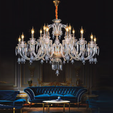 NC 2206/18+6: Đèn chùm phale nến 24 tay - KT: Ø1300mm x H850mm + 500mm - Bóng đèn nến E14 x 24 bóng