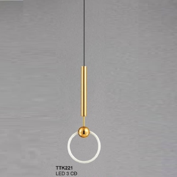 TTK221: Đèn thả đơn  vòng LED - KT: Ø300mm x H740mm - Đèn LED đổi 3 màu