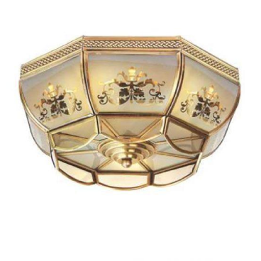 NM 2211B: Đèn ốp trần đồng chao thủy tinh - KT: Ø400mm x H170mm - Bóng đèn E27 x 4 bóng