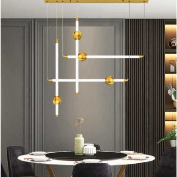 AN  - TL - 2218/4 : Đèn thả ngang thân xi vàng - KT: L800mm x H1400mm - Đèn LED đổi 3 màu