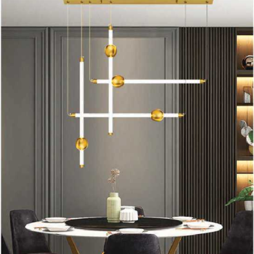 AN  - TL - 2218/4 : Đèn thả ngang thân xi vàng - KT: L800mm x H1400mm - Đèn LED đổi 3 màu