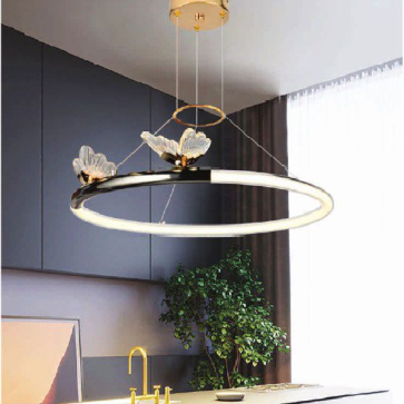 AN - TL - 2220/500GD : Đèn thả vòng LED , thân Xi vàng - KT: Ø500mm x H1200mm - Đèn LED đổi 3 màu