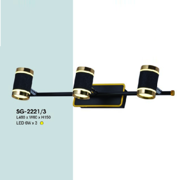 HF - SG - 2221/3: Đèn rọi gương/tranh - KT: L460mm x W60mm x H150mm - Đèn LED 6W x 3 ánh sáng vàng